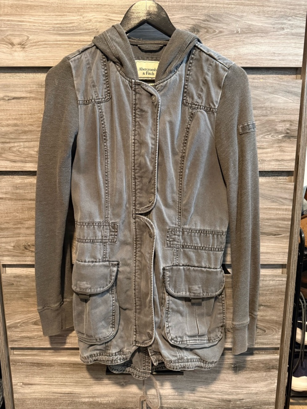 Abercrombie & Fitch Charcoal Utility Jacket with Label Detail